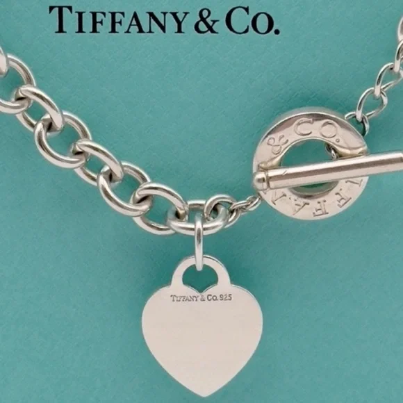 Tiffany & Co. Heart Tag Toggle Necklace Sterling Silver 925 Gift Box & Pouch - Picture 4 of 12